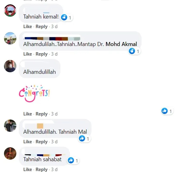 Comment section from akmal's post
