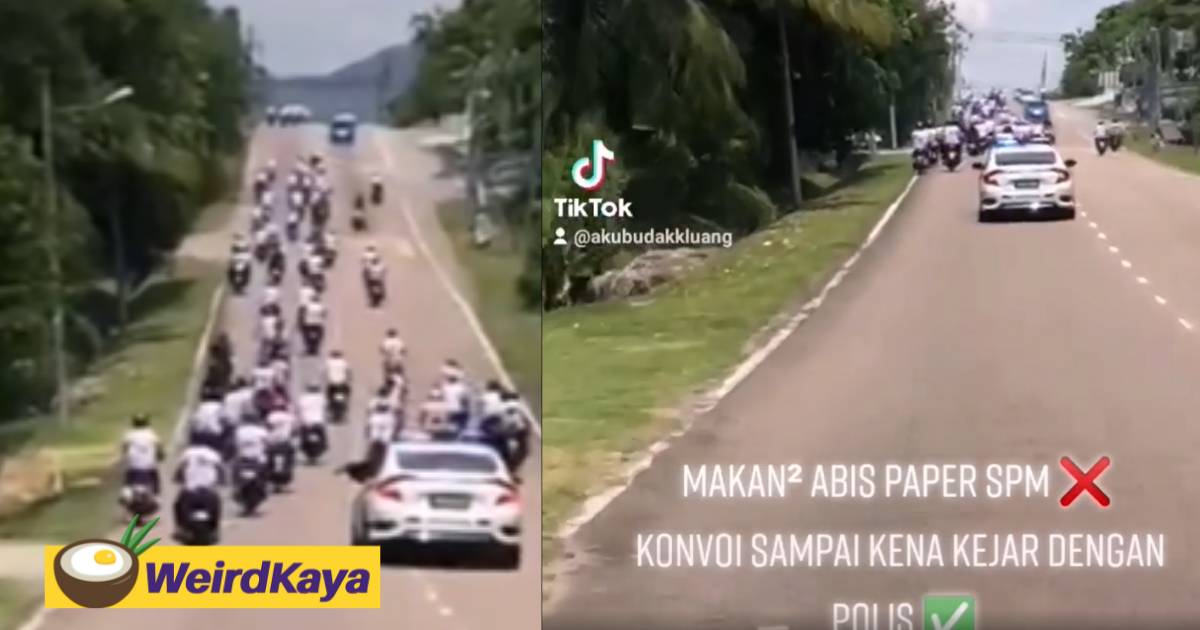 [video] johor students pursued by police for celebrating the end of spm with motorcycle convoy | weirdkaya
