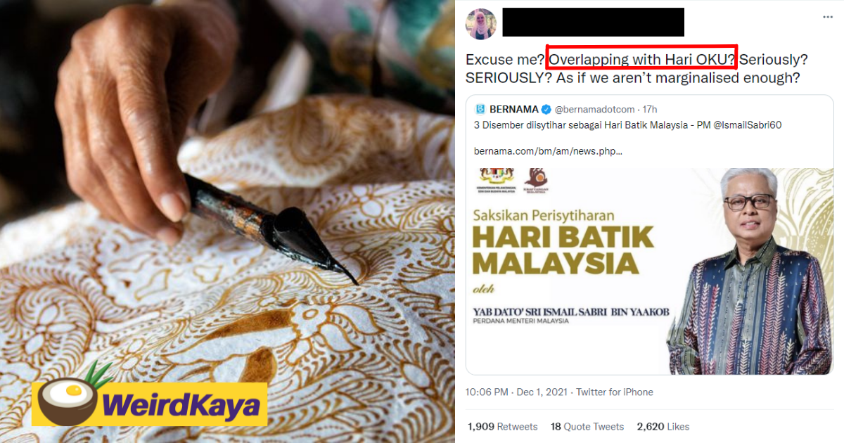 'as if we're not marginalised enough! ' many fume over ismail sabri's choice of dec 3 as hari batik day | weirdkaya