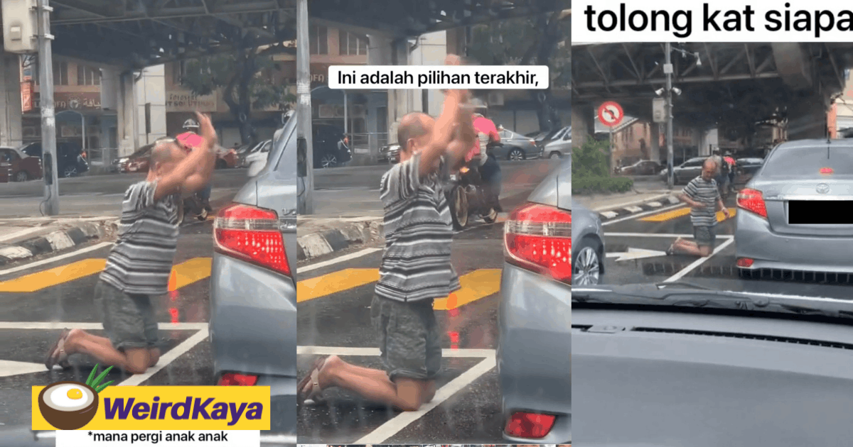 [video] kind m'sian helps man who knelt down and begged for money in the middle of the road | weirdkaya