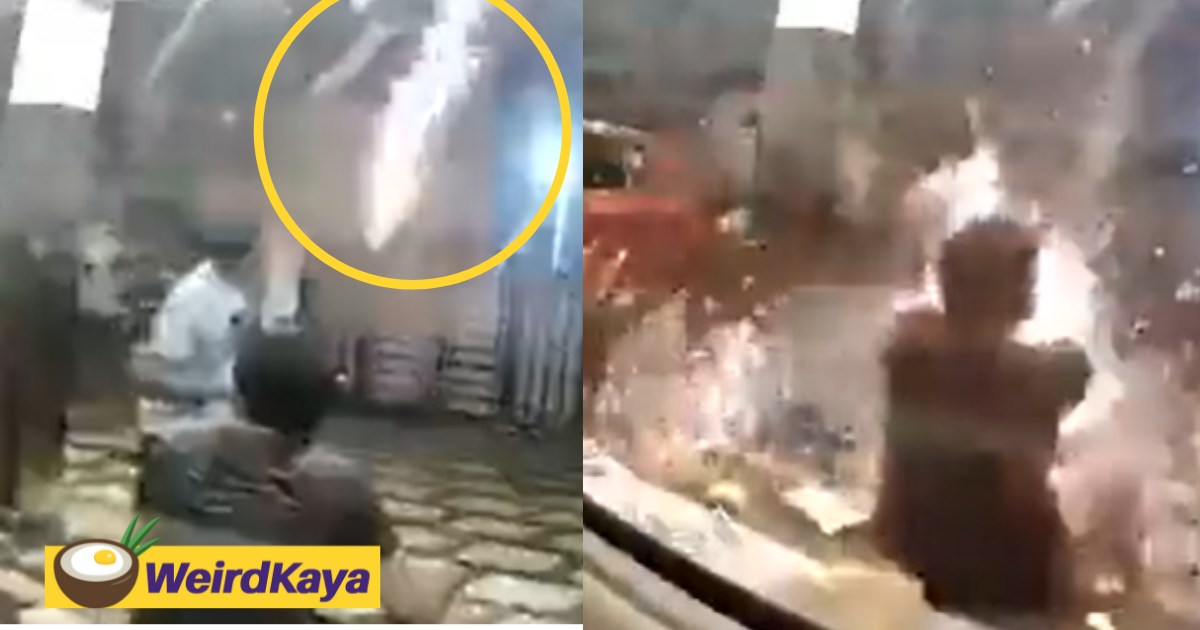 [video] firework explodes on man shortly after takeoff from neighbouring unit | weirdkaya