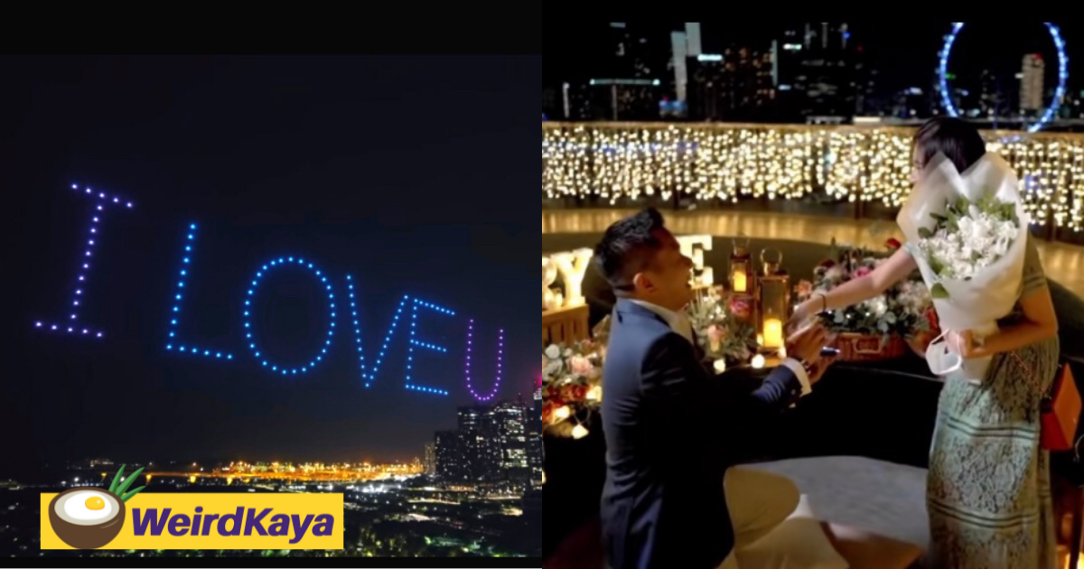 S'pore man proposes to girlfriend using 150 drones at gardens by the bay | weirdkaya