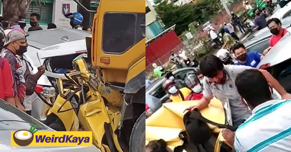 [video] driver miraculously survives car-crushing accident which saw his myvi reduced to rubble | weirdkaya