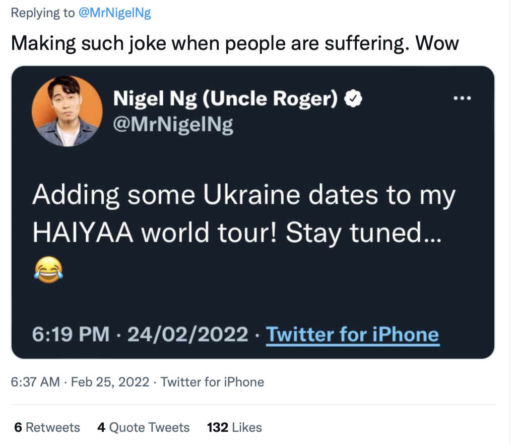 Uncle roger jokes about ukraine-russia conflict 3