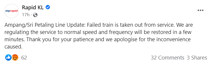 Rapid kl tells passengers to expect disruptions caused by failed train at kelana jaya lrt line | weirdkaya
