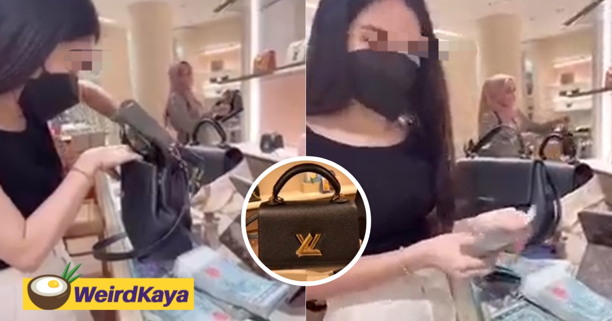 [video] woman pays for rm21,000 louis vuitton bag with stacks of rm50 notes | weirdkaya