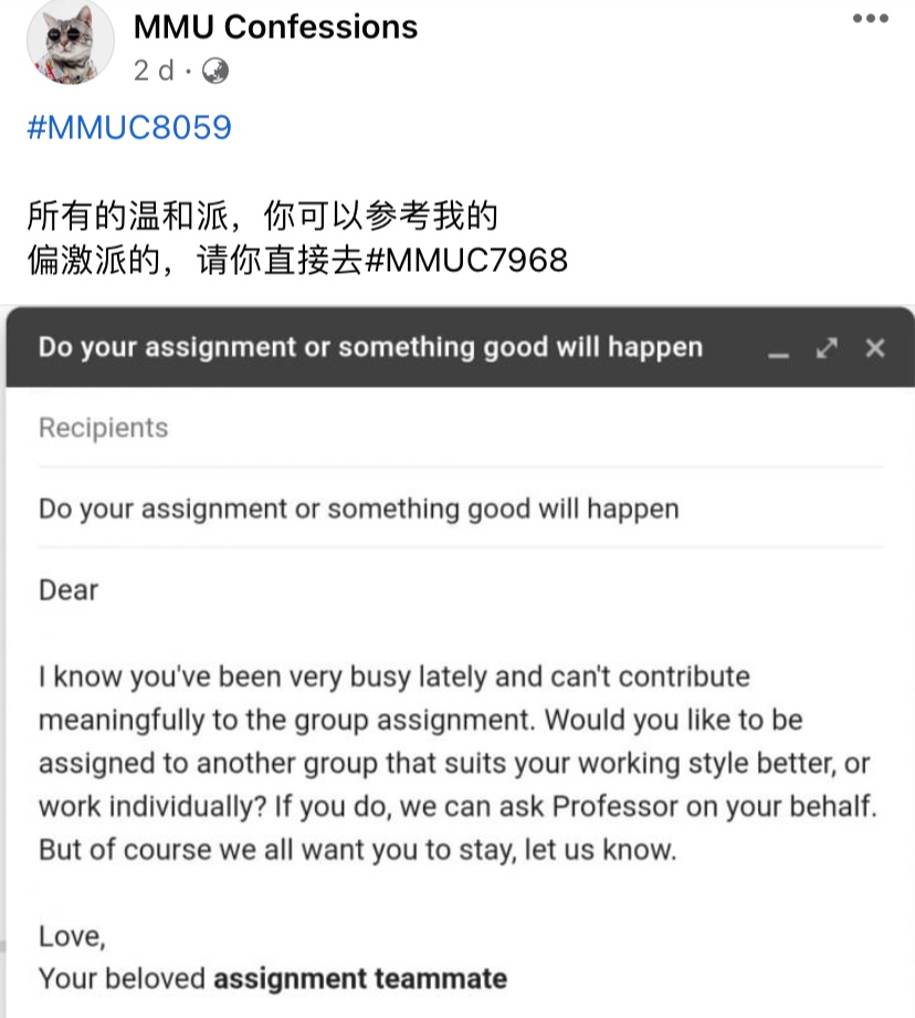 M'sian student rails against freeloader who did nothing for group assignment in angry email