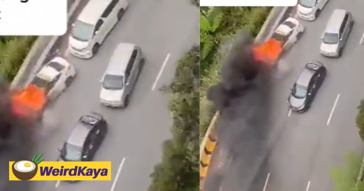 [video] car seen reversing down slope in genting highlands while bonnet catches fire | weirdkaya